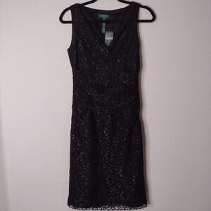 NWT Lauren Ralph Lauren Women's Black/Haddon Hall Dress Size 2
